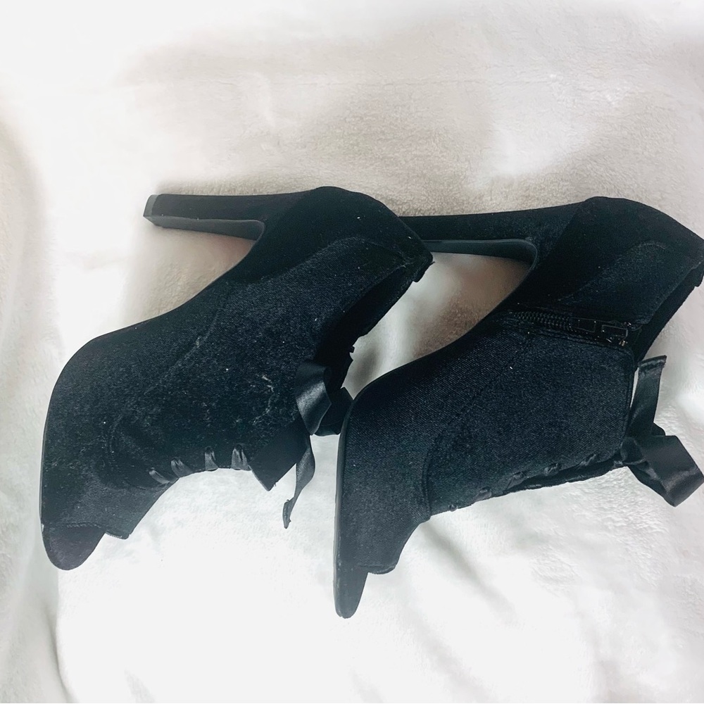 Kelly & Katie Black Velvet Peep Toe Bootie - Picture 5 of 9